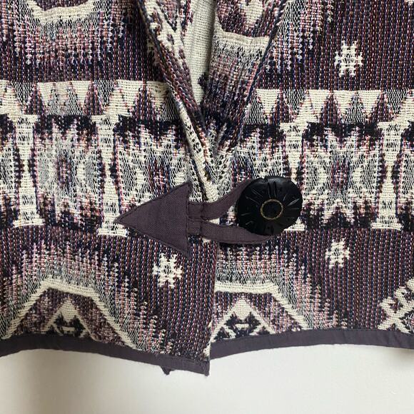 Vintage Flashback Cropped Jacket Western Boho Tapestry Purple Cream‎ Short Sz M - Picture 7 of 9